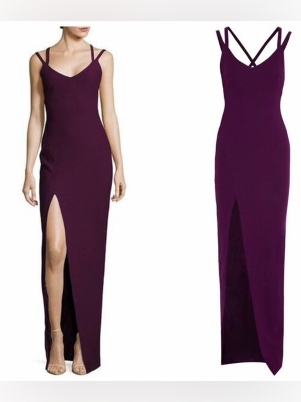 Cinq a Sept Echo Front Slit Gown in Plum